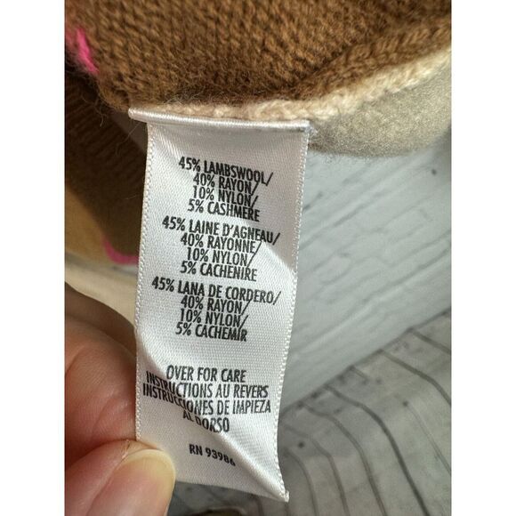 CASUAL CORNER wool blend beige brown colorblock cowl neck sweater pullover XL - Picture 5 of 7